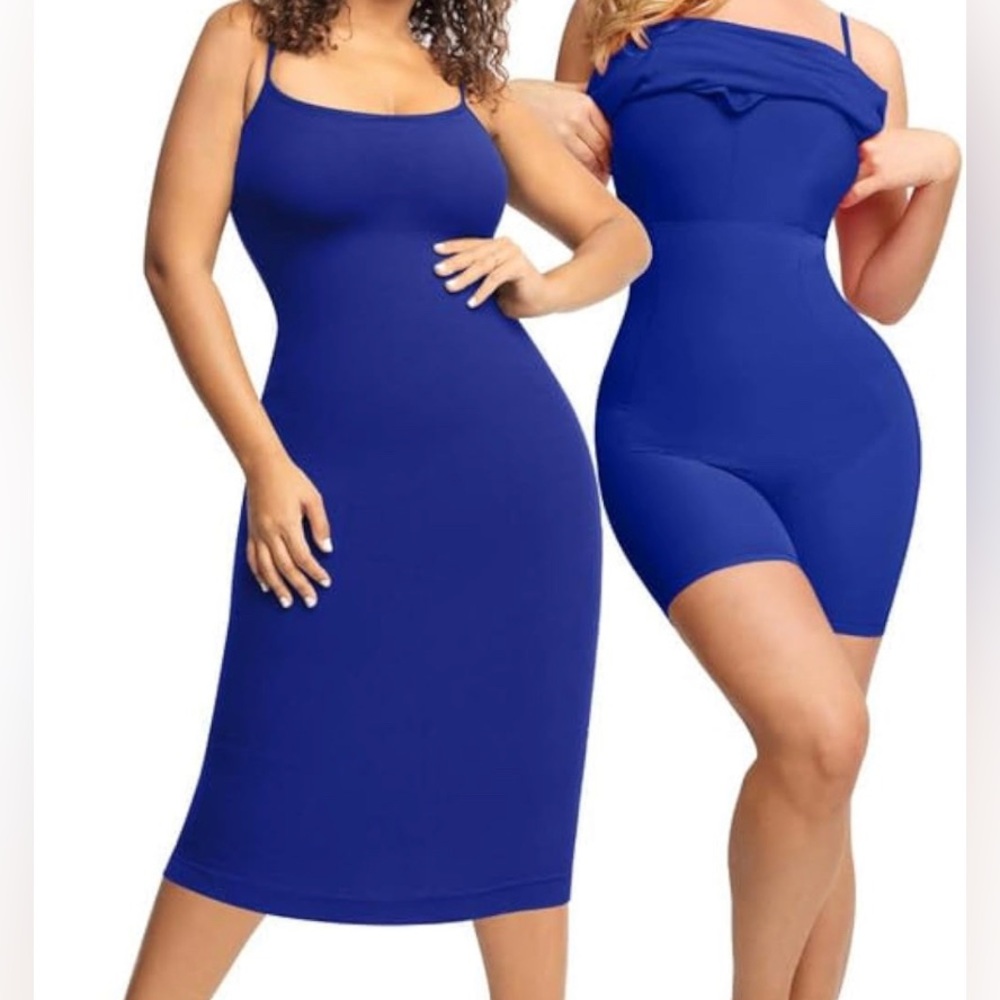 Blue body-con midi dress